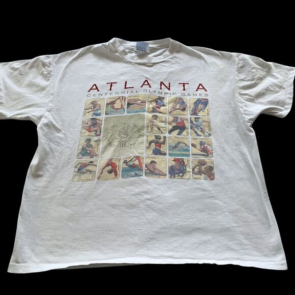 VTG 90s Single Stitch Hanes Beefy Tee Atlanta Centennial Olympics t-shirt, XL - Picture 1 of 8